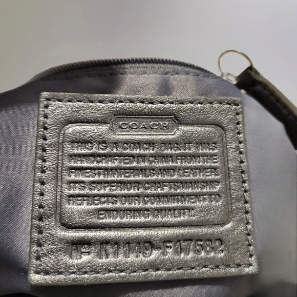 Coach Snaphead Print SATEEN Alexandra 3 Way Bag. Navy Silver , Grey.